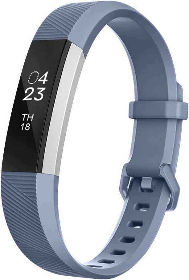 UMTELE Compatible with Fitbit Alta Bands, Soft Wristband with Metal Buckle Clasp Closure Replacement for Fitbit Alta/Alta HR/Fitbit Ace (Gray-HR, Small)