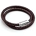 Jusnova Brown Braided Leather Bracelet Bangle with Stainless Steel Magnetic Clasp for Men Women