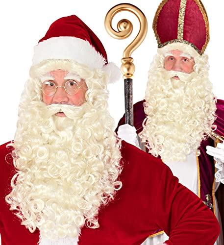 W WIDMANN MILANO Party Fashion 51641 - Perücke Weihnachtsmann/St. Nikolaus mit Bart, Schnurrbart und Augenbrauen, Santa Claus, Weihnachten, Motto-Party, Karneval