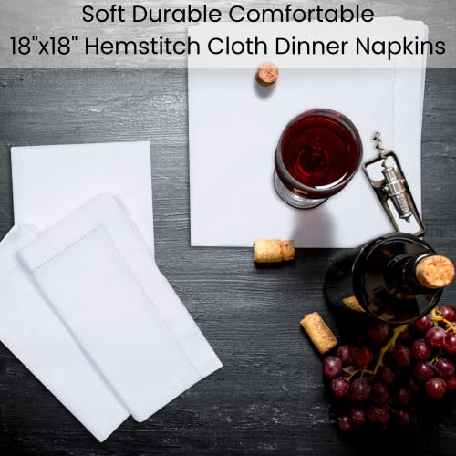Linen Hub Set of 12 Cloth Dinner Napkins Hemstitch 100 Cotton 18x18