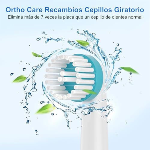 16 Recambios Cepillos Ortho Care, Compatibles con los Cepillo Electrico Oral B, Para una Limpieza Precisa Alrededor de los Aparatos de Ortodoncia.