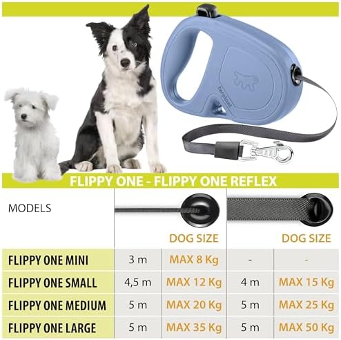Correa retráctil para Perros Mediano Grandes Flippy One Cord M, Cuerda Extensible 5 m, MAX 20 kg, Negro