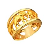 18K Gold Plated Engagement Ring Yellow Elephant-caravan Size 6-10
