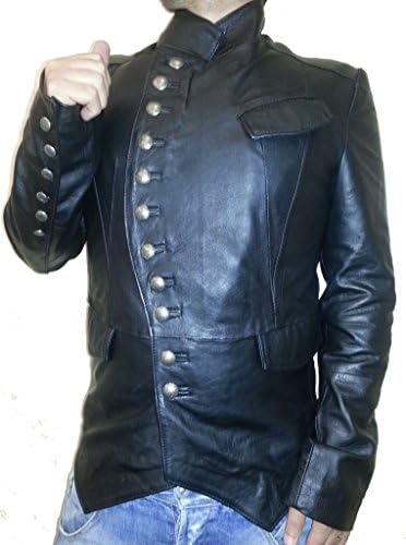 Creazioniinpelle Men's Leather Gothyc Asymmetric Jacket Made In Italy Size L Black