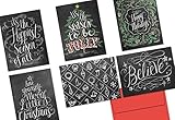 Chalkboard Holiday - 36 Note Cards - 6 Designs - Red Envelopes Included