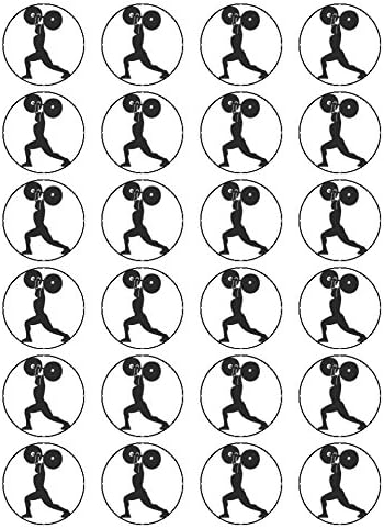 X24 1.5 Inch Weightlifting Birthday Cup Cake Toppers Decorations On Edible Rice Paper