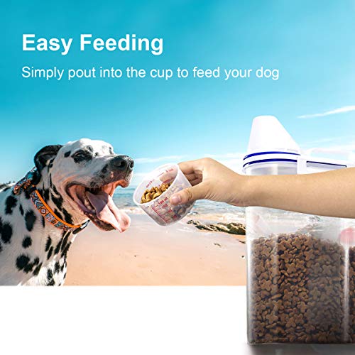 TBMax Pet Food Container for Dogs Cat Food Container with Pour Spout + Seal Buckles + BPA-Free Plastic + Airtight for Birds