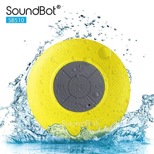 SoundBot SB510 HD Water Resistant Bluetooth 3.0 Shower Speaker, Handsfree Portable Speakerphone with Built-in Mic, 6hrs of playtime, Control Buttons and Dedicated Suction Cup for Showers, Bathroom, Pool, Boat, Car, Beach, & Outdoor Use (White)