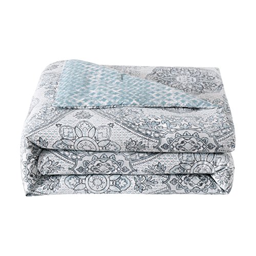 Boho Living 5Piece Reversible Comforter Set, Queen, Piccadilly Blue
