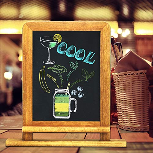 Lockways Slate Chalkboard Black Board - Standing Chalk Board 14 x 10, Rustic Vintage Decor Wooden Frame Blackboard for Kitchen, Restaurant, Bar Countertop, Wedding, Party, Wall, Home
