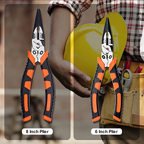 Needle Nose Pliers with Side Cutter Wire Crimper and Wrench, VANJOIN 8