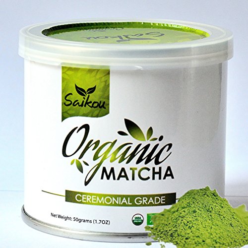Click Here to See More Images Saikou Matcha Green Tea Powder 50g (1.7oz) USDA Organic Certified For Lattes, Smoothies, Baking, Iced Tea, Herbal Tea, Detox Tea & Slim Tea Natural Energy & Weight Loss