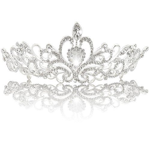 Jmkcoz Wedding Coronal Tiara Rhinestones Crystal Bridal Headband Pageant Silver Princess Crown