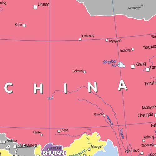 Colour blind friendly Political Wall Map of Asia - 31.75" x 26.5" Paper - Image 3