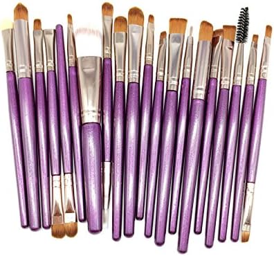 QiHorr TM 20Pcs Purple Makeup Brushes Set Pro Powder Blush Foundation Eyeshadow Eyeliner Lip Cosmetic Brush Kit Beauty Tools [20Zf]