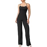 YEOREO VitaWeave Jumpsuits for Women Wide Leg Sleeveless Adjustable Strap Romper Square Neck Yoga Workout Bodycon