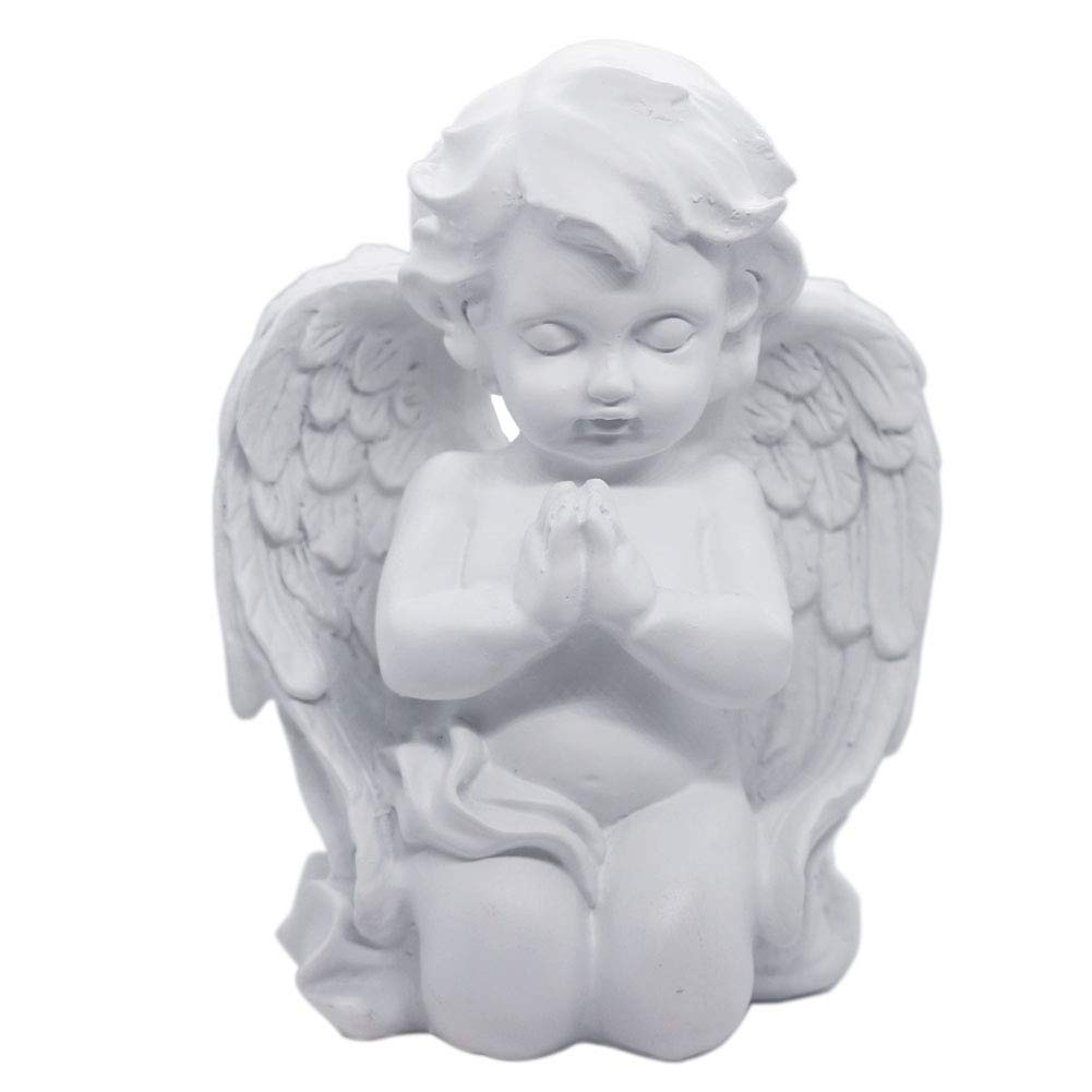 YANGMEI Kneeling Praying Cherub Statue Angel Statue Figurine Indoor Outdoor Home Garden Decoration Wings Angel Statue Sculpture Memorial Statue WHITE