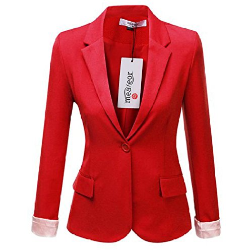 Meaneor women s plus-size one-button jacket red xxl