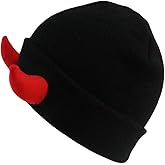 Womens Halloween Devil Horn Hat Skull Hat Warm Knitted Winter Beanie Cuffed Funny Alt Emo Scene Cap Y2k Accessories