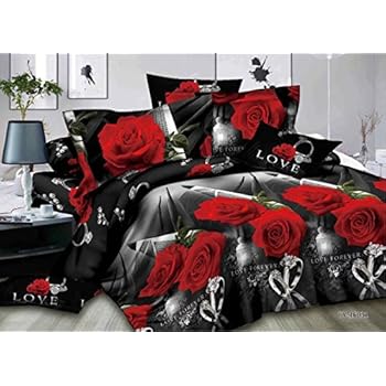 Amazon.com: Queen Size 3d Bedding Sets,100% Cotton,Red