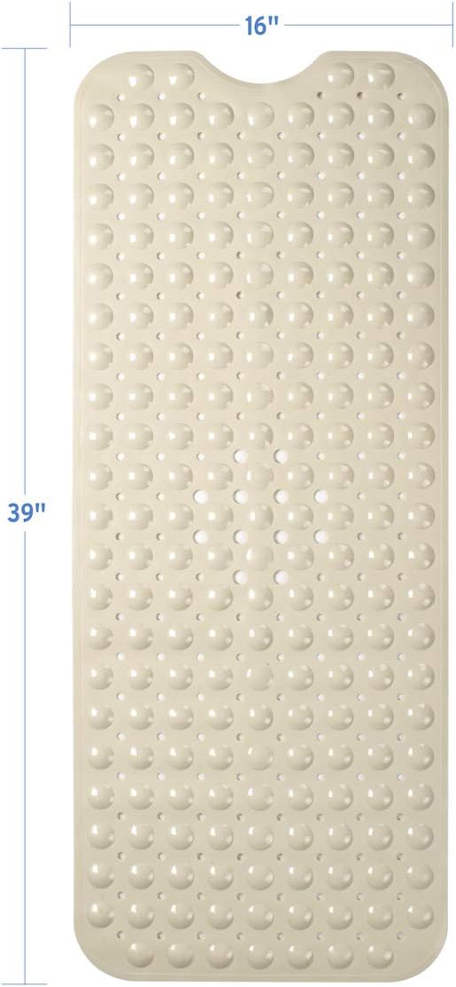 AmazerBath Bath Tub Mat, 39 x 16 Inches Non-Slip Shower Mats with Suction Cups and Drain Holes, Bathtub Mats Bathroom Mats Machine Washable, Beige: Home & Kitchen