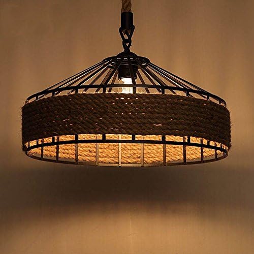 American rural rope chandelier creative Nordic iron old bar coffee restaurant chandelier , large diameter 40cm send retro bulbs