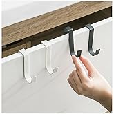 Over The Door Cabenit Drawer Hooks, J-Shape No Drill Carbon Steel Metal Heavy Duty Easy to Install Hook for Small Kitchen Cabenit Narrow Door Back Holder Bathroom Drawer for Hanging Towels (4, Black)