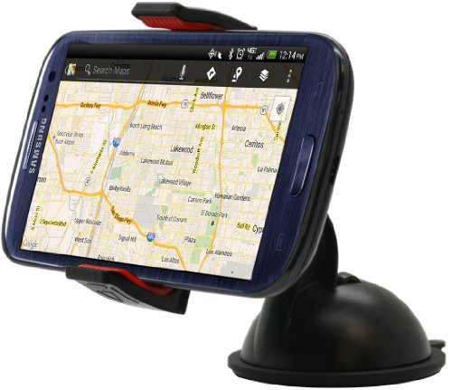 Aduro U-Grip Plus Windshield Car Mount - Universal for iPhone/Galaxy and All Smartphones & Multimedia Devices up to 5.5" Screen (Red/Black) - Thumbnail 2