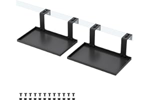 Fardtry 2 Pcs Office Cubicle Shelf with Adjustable Hooks, 10''L x 6''W Metal Storage Organizer, Cubicle Hanging Rack for Small Plants, Figurines, Picture Frames (Black)