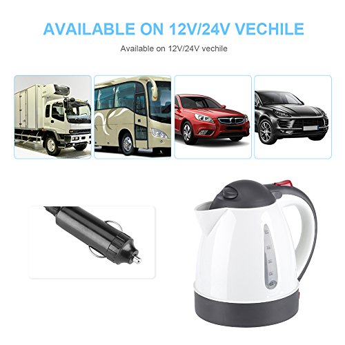 Fdit Portable Car Electric Kettle Travel Car Cigarette Lighter Off
