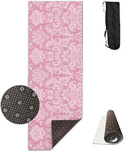 Pink Floral Premium Design Yoga Mat, Extra Long (24"x71"), Non-slip, Eco-friendly, Ideal For Bikram, Hot Yoga, Ashtanga, Pilates, Or Sweaty Practice. Includes Carrying Strap!