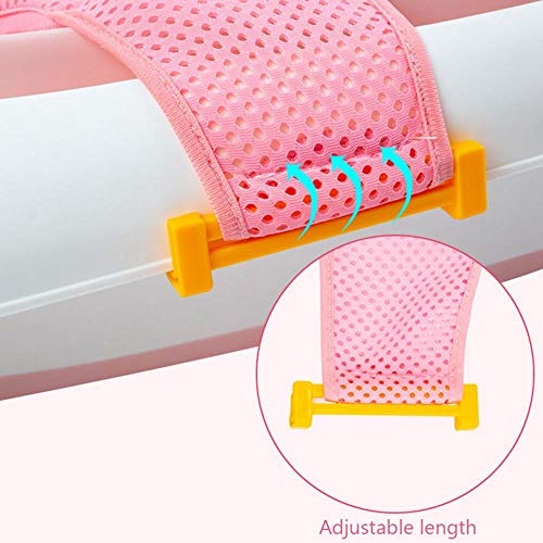 Baby Bathtub Seat for Sit-up Bathing,Newborn Bath Cushion Seat Support Net Bathing Mat,Anti-Slip Soft Comfort Mesh Shower Lounger Basin Pad W/Sling & Pillow (Cross Pink)