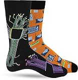 Crazy Socks For Men: Mens Funny Dress Socks: Novelty Crazy Cool & Funky Colorful Sock: Geek Computer Processor