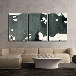 3 Piece Canvas Wall Art - Abstract Painted Grunge Background, Ink Texture - Modern Home Art Stretched and Framed Ready to Hang - 16"x24"x3 Panels