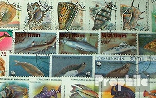 Prophila Collection Motives 200 various Fish and Aquatic animals stamps (Stamps for collectors) Water animals