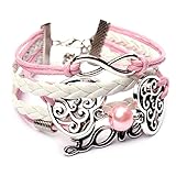 Susenstone®Fashion Pierced Heart Pearl Love Friendship Leather Charm Bracelet