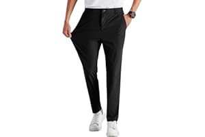 Runcati Mens Stretch Golf Pants Casual Slim Fit Dress Pants Elastic Waist Tapered Work Cropped Trousers