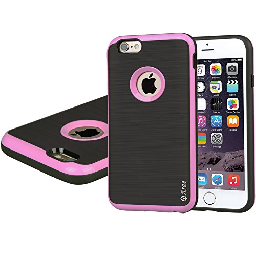iPhone 6s Case, iPhone 6 Case, Arae iPhone 6 / 6s 4.7" [Shock-Absorption] Hybrid Dual Layer Protective Case,Drop Protection [Brushed Metal Texture] Cover for iPhone 6 / 6s 4.7" (Babypink)