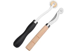 LUNARM 2 PCS Tracing Wheel - Professional Stitch Marking Spacer, 4mm and 2mm Leather Needle Point Tracing Wheel with Wooden Handle for Arts and Leather Crafts