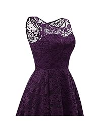 SUGARWEWE Vestido de encaje floral vintage sin mangas para cóctel