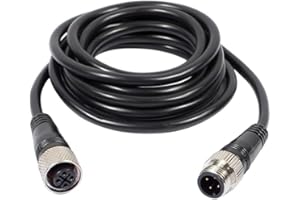 Elecbee M12 Connector Male to Female Double Ended Cable Female to Male M12 Connector (A-Code 4 Pin Straight 2M/6.6ft)