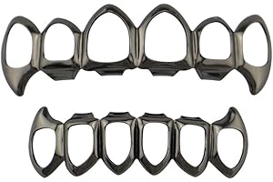 Psivika Open Face Grills 6 Teeth Grillz Top and Bottom Set Hip Hop for Your Teeth