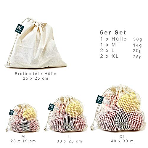 Wiederverwendbare Obst- und Gemüsebeutel aus 100% Bio Baumwolle (6er Set) – Bild 8