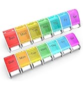 Pill Box 7 Day, Pill Organizer Weekly, Travel 7 Day Pill Case Vitamin Box with Easy Push Button D...