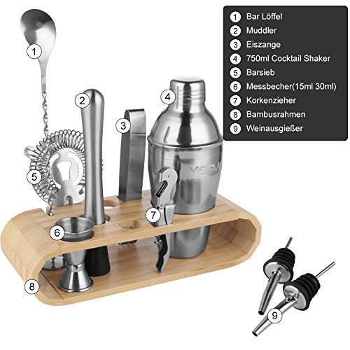 Yissvic Cocktail Set Cocktail Mixer 10-teiliges Cocktail Bar Edelstahl