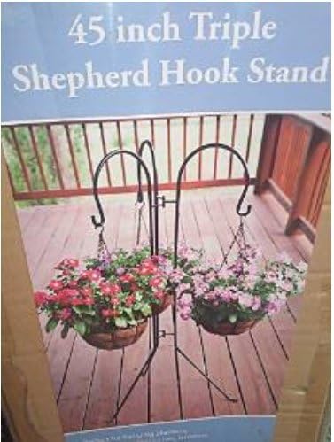 45" Triple Shepherd Hook Plant Stand, Black