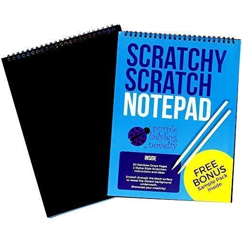 Rainbow Scratch Paper Art Kit for Kids: 20 BIG Sheets of Rainbow Color Scratch Off Paper in a Notepad + 2 Stylus Scratchers - Perfect Gift for Girls or Boys, Travel Activity for Airplane or Car - Thumbnail 6