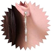Iaceble Boho Crystal Teardrop Earrings Gold Cz Stud Earrings Linear Rhinestone Dangle Earrings Crystal Tassel Drop Earrings Jewelry for Women