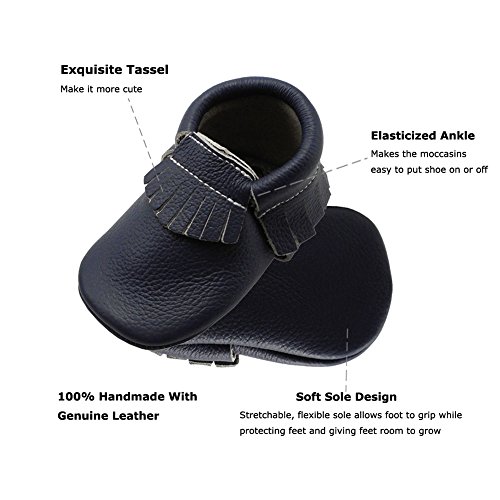 image for YIHAKIDS Baby Tassel Shoes Soft Leather Sole Infant Shoes Baby Moccasi