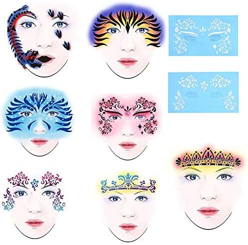Sala-Ctr - 7pcs/set Reusable Face Paint Stencil Body Painting Tattoo Template Facial Makeup Reusable Templates Temporary Halloween Painting